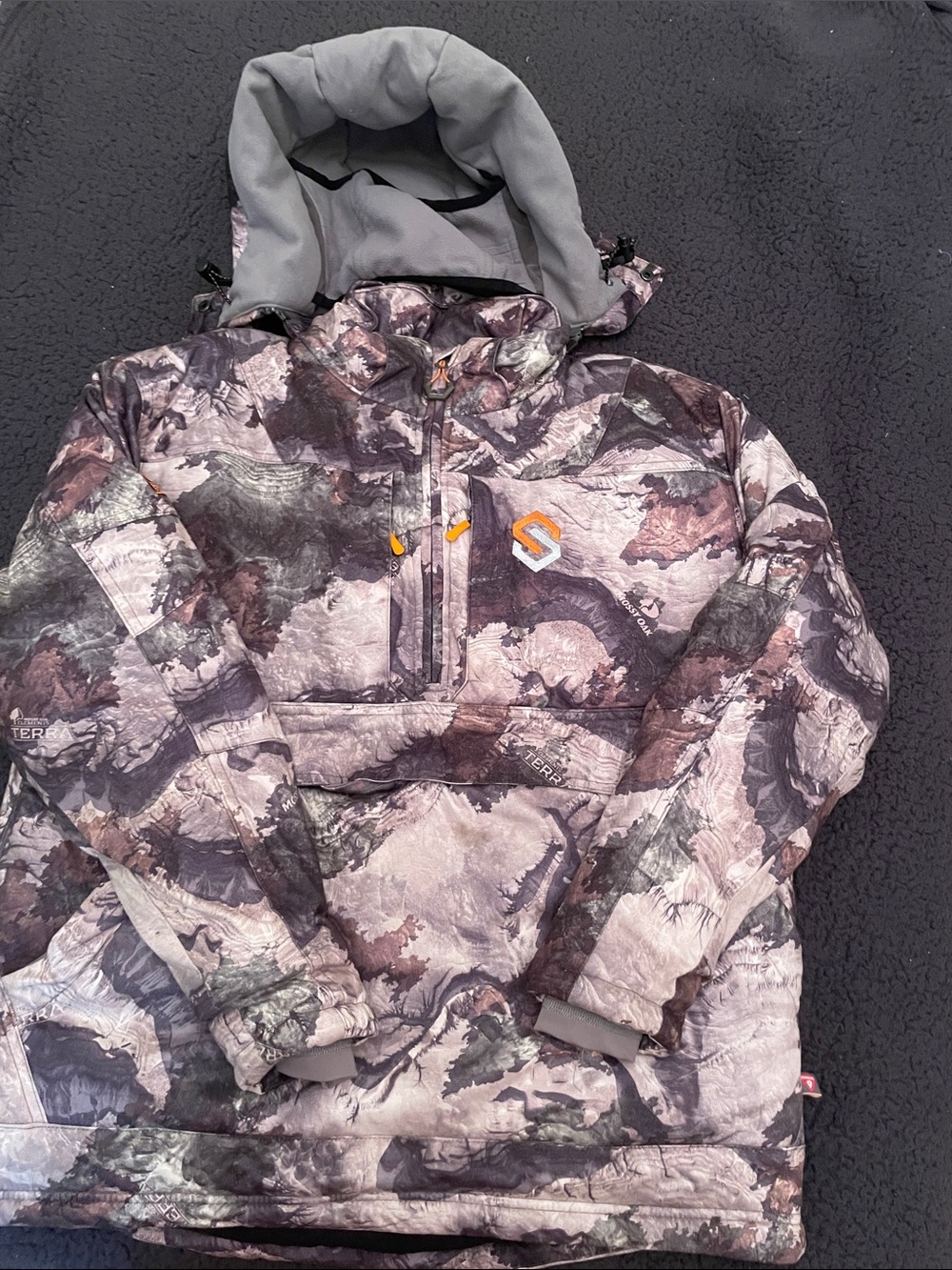 Hunters Special- Mossy Oak Men’s Camo Pullover Jacket - Brown/Tan /Grey